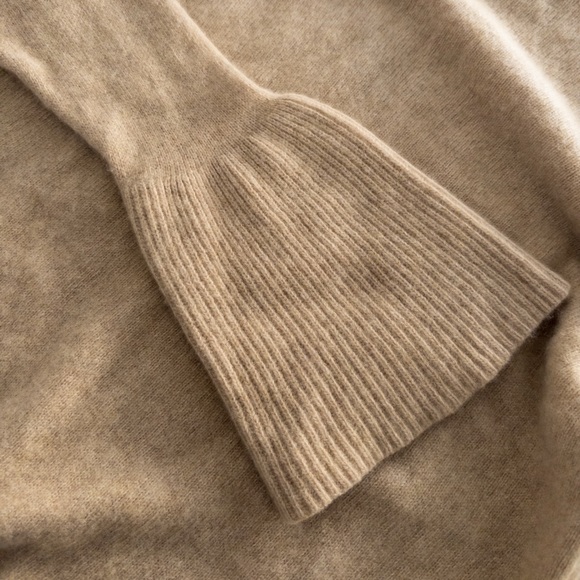Malo 100% Cashmere Sweater L Beige Camel Mock Neck Italian Luxury Knit - Picture 7 of 7